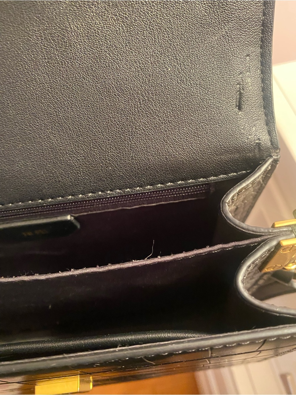 JW PEI Black Croc-Embossed Mini Crossbody with Gold Accents - Picture 4 of 4